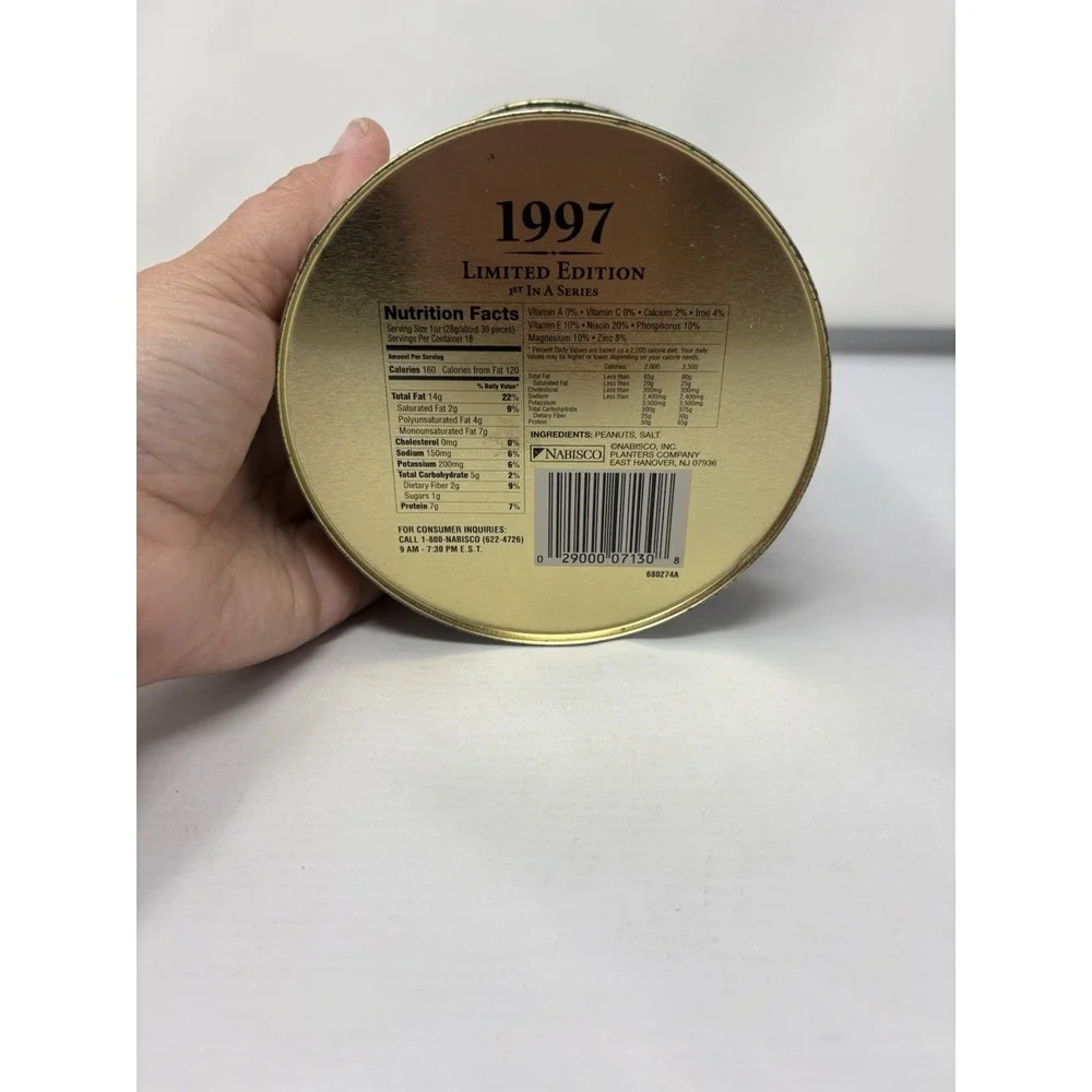 Vintage Planters Peanuts Nuts Green Tin 1997 Limited Edition Peanut Man Holiday